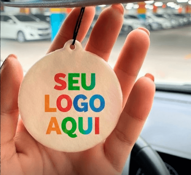 Aromatizante personalizado com texto Seu Logo Aqui