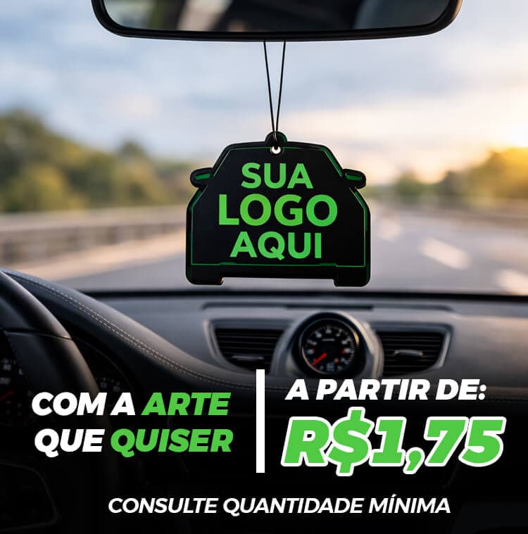 Cheirinho de carro personalizado com logo da empresa pendurado no retrovisor