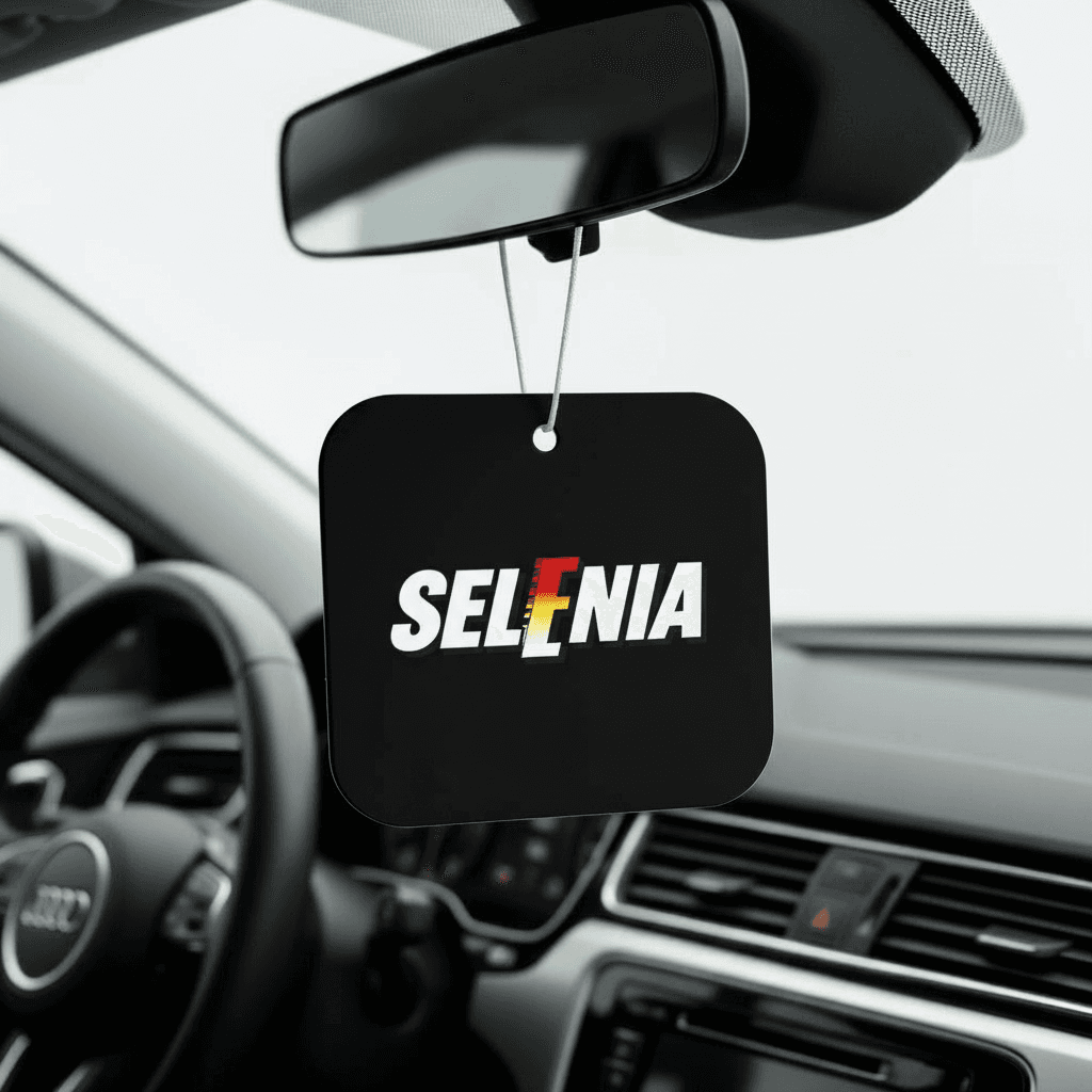 Aromatizante personalizado Selênia no retrovisor