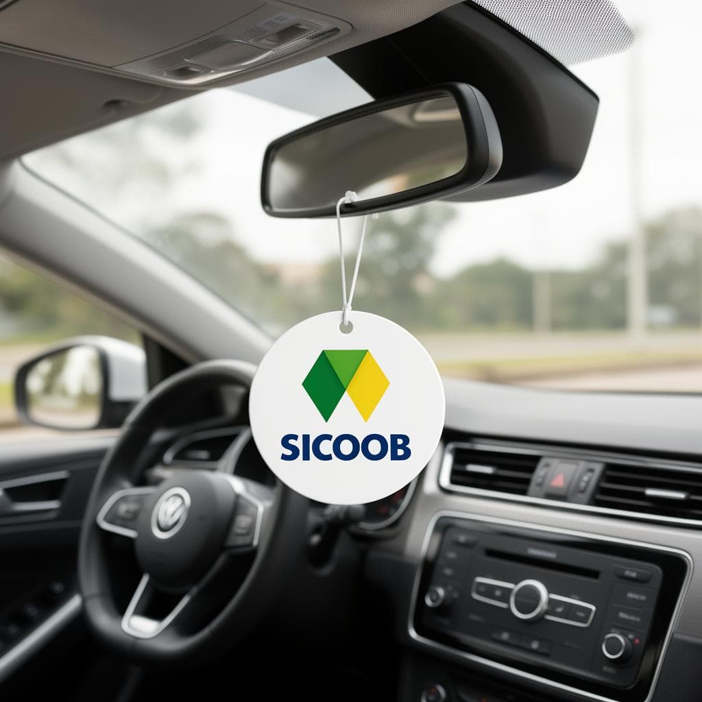 Aromatizante personalizado Sicoob no retrovisor